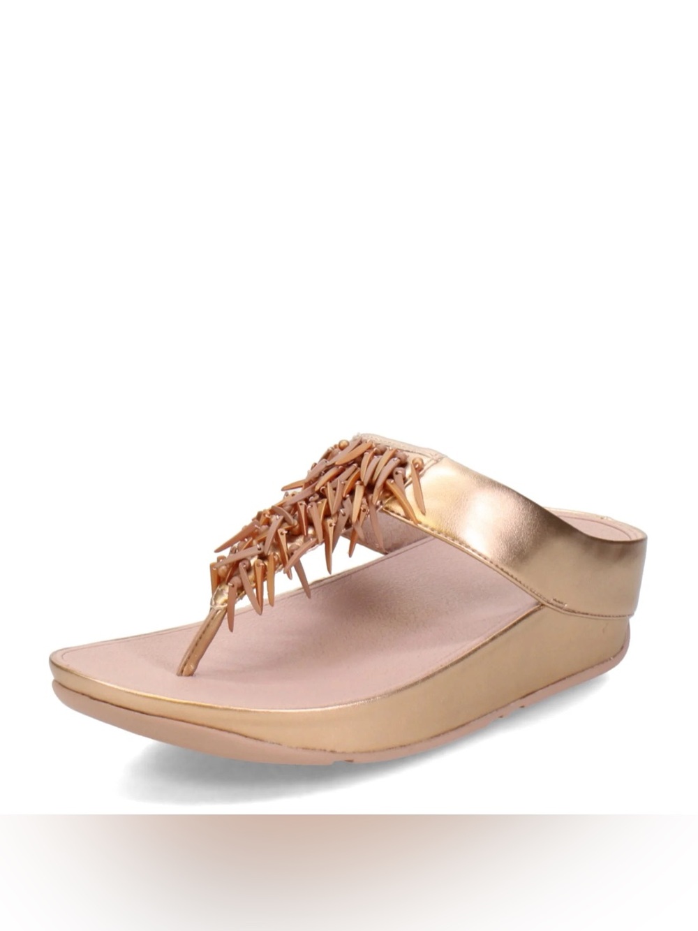 FitFlop Rose Gold Rumba Beaded Metallic Sandals